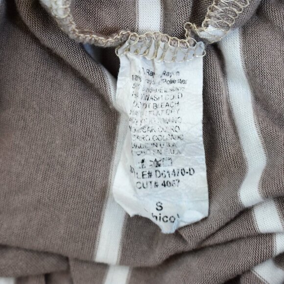 Women's Loila Dress Striped 3/4 Sleeve Crew Neck Belted SMALL Brown - Picture 12 of 13